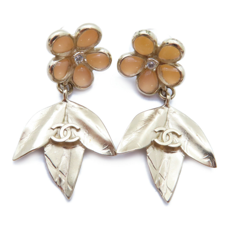 金色 粉紅色 金屬 鍍金 耳環【CHANEL 香奈兒】-4