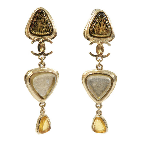 金色 金屬 鍍金 耳環【CHANEL 香奈兒】