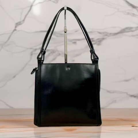 【LA LUNE】絕版古董包 Loewe 黑色銀標側背包 單肩包 托特包 中古包 二手包