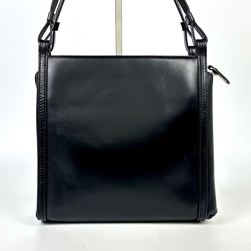 【LA LUNE】絕版古董包 Loewe 黑色銀標側背包 單肩包 托特包 中古包 二手包-3