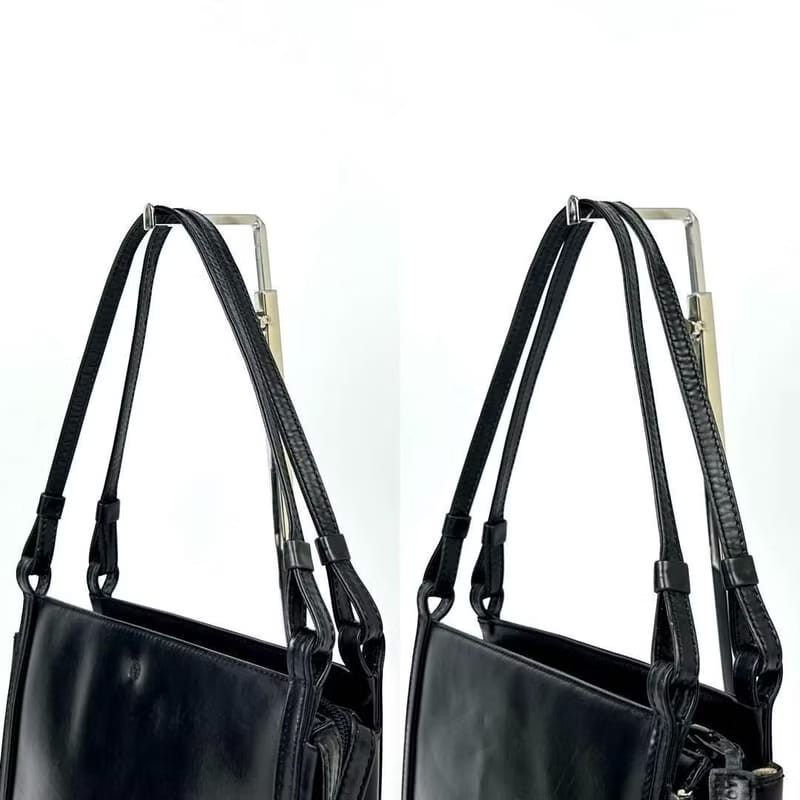 【LA LUNE】絕版古董包 Loewe 黑色銀標側背包 單肩包 托特包 中古包 二手包-7