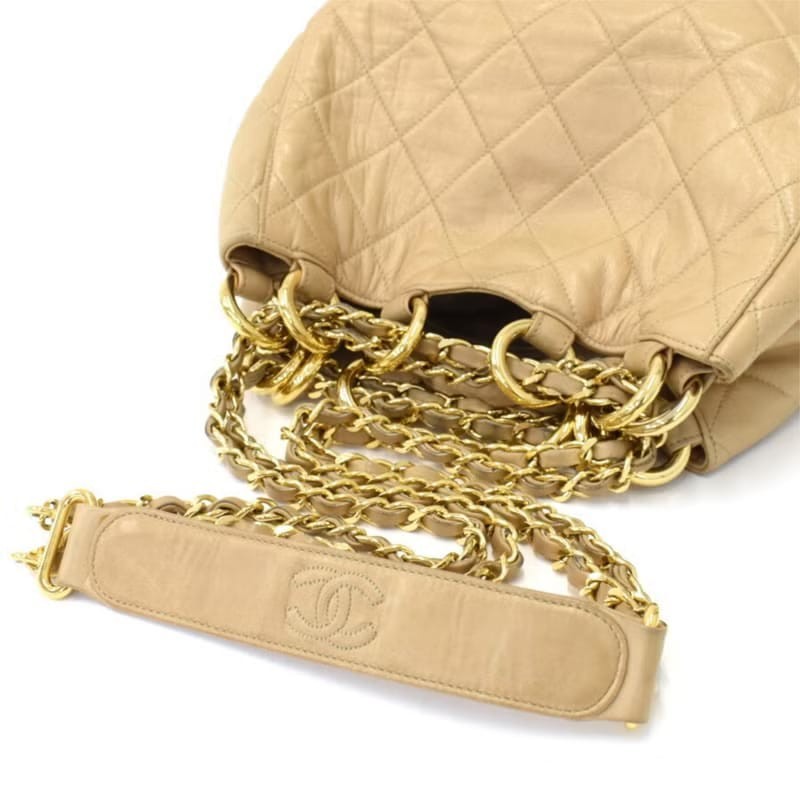 【LA LUNE】絕版中古包 Chanel古董米色水桶包 側背包 單肩包 斜背包 二手包-1