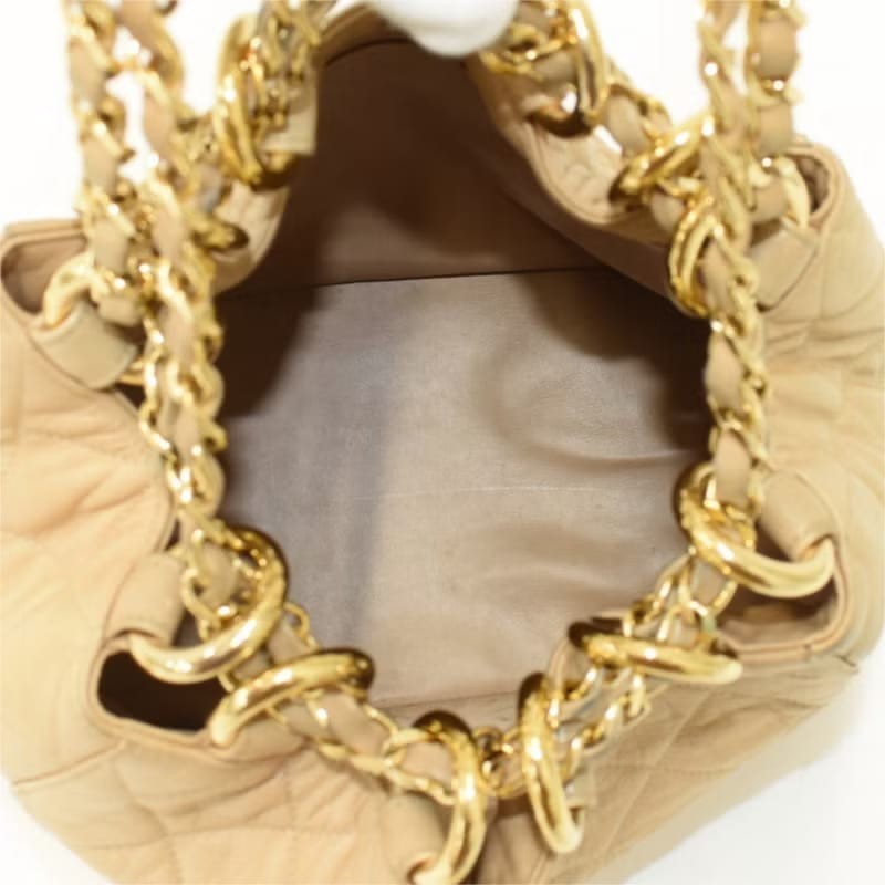 【LA LUNE】絕版中古包 Chanel古董米色水桶包 側背包 單肩包 斜背包 二手包-7