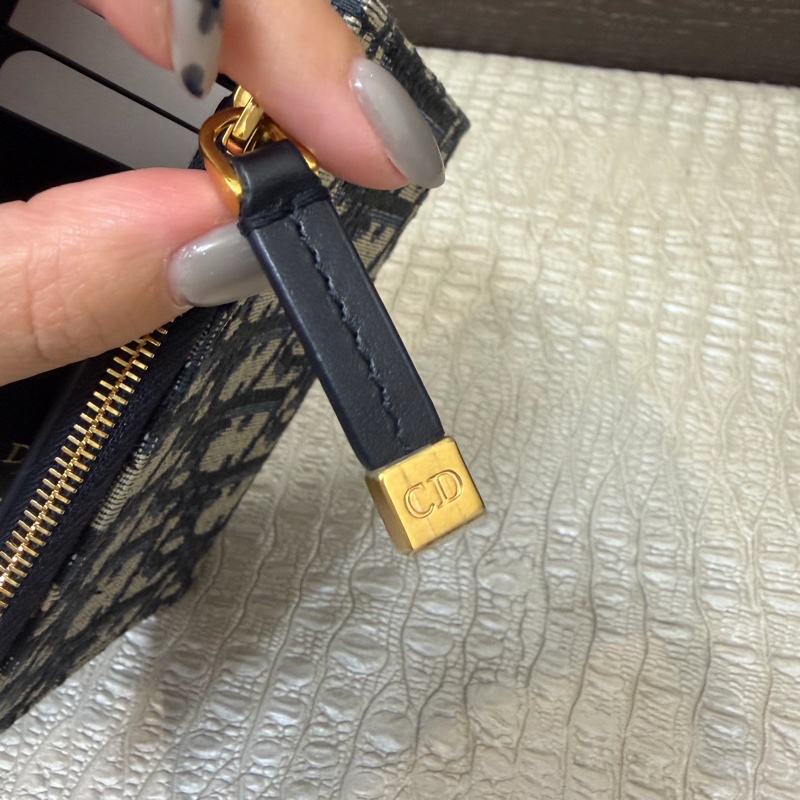 Dior 藍提花布金釦 Montaigne 30對釦短夾-6