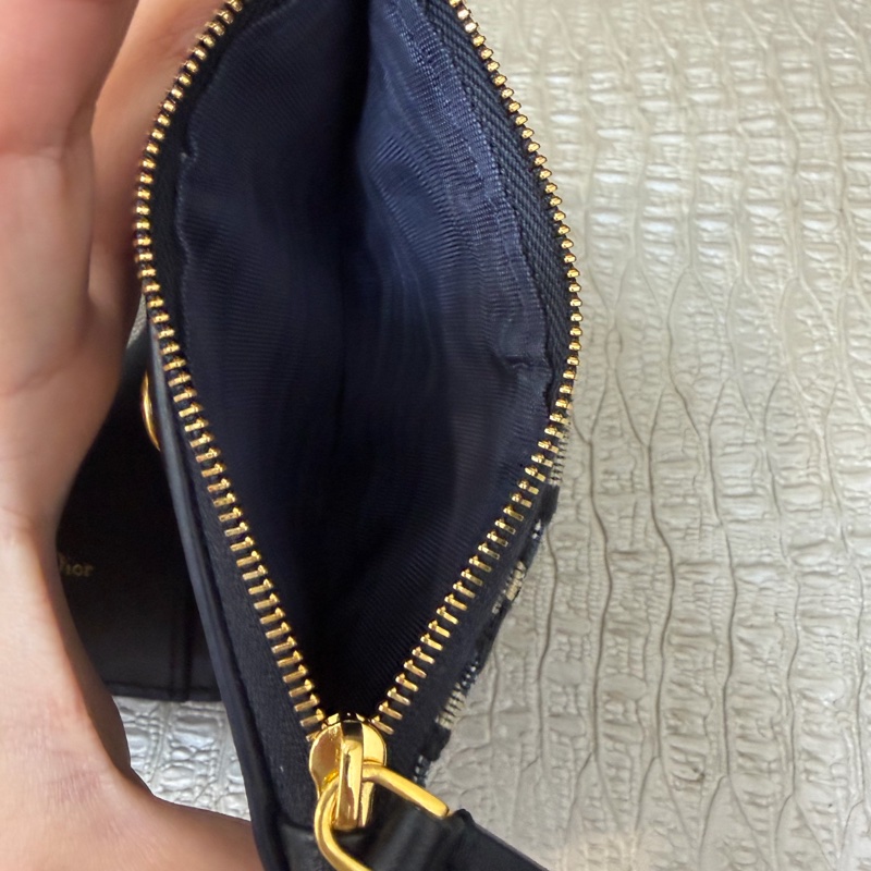 Dior 藍提花布金釦 Montaigne 30對釦短夾-7