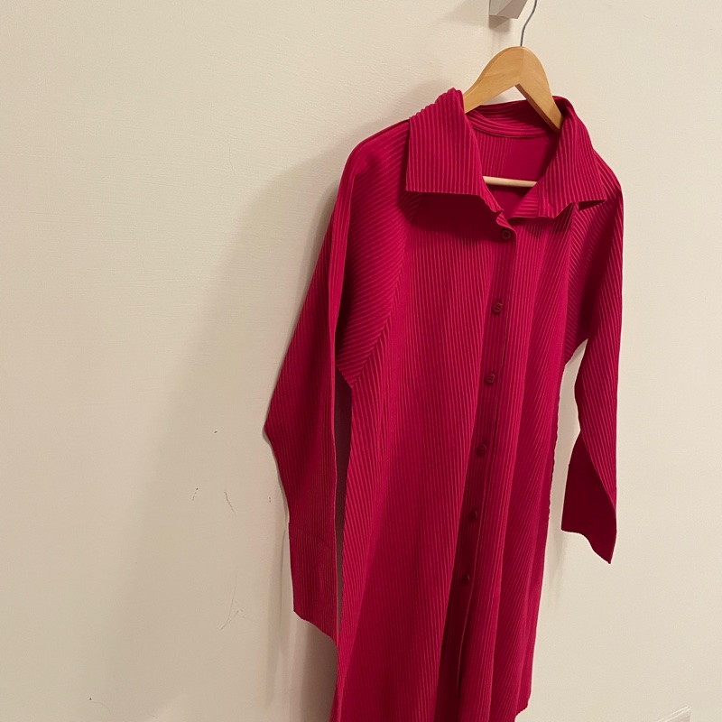 ▪️富貴選物FUGUEI▪️三宅一生主線ME 寬版摺子桃紅色襯衫外套-2