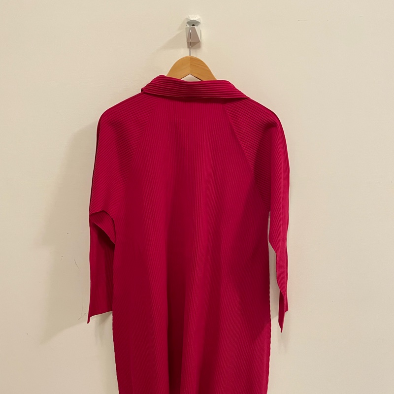 ▪️富貴選物FUGUEI▪️三宅一生主線ME 寬版摺子桃紅色襯衫外套-4