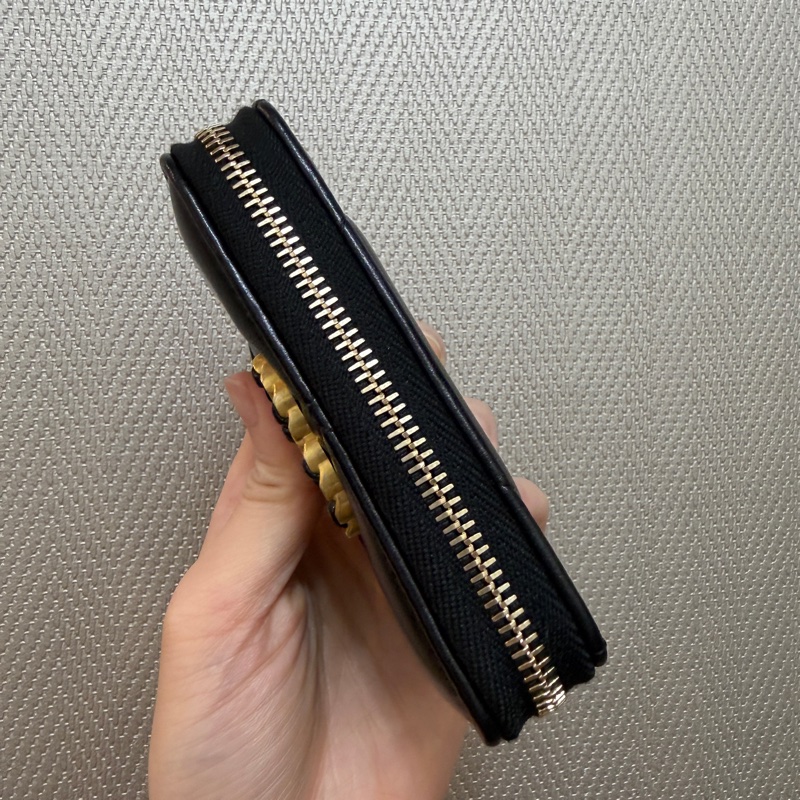 Chanel 黑羊皮霧金釦19拉鍊零錢包-3