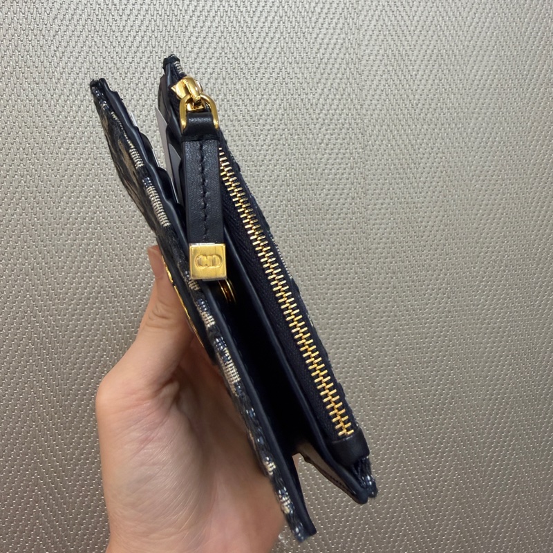 Dior 藍提花布Montaigne 30 Dahlia對釦短夾-4