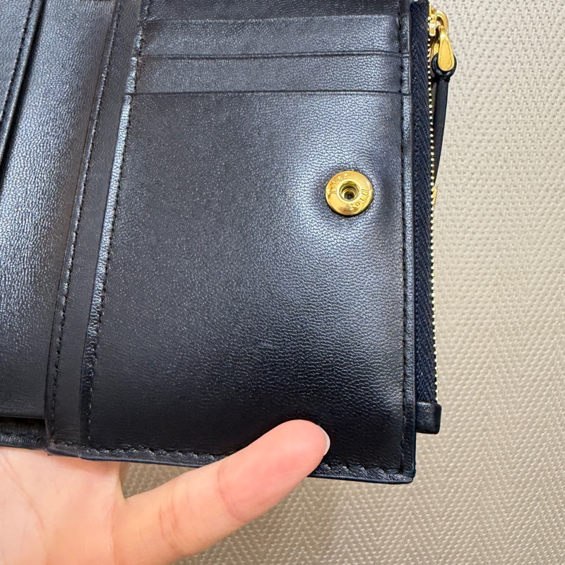 Dior 藍提花布Montaigne 30 Dahlia對釦短夾-10