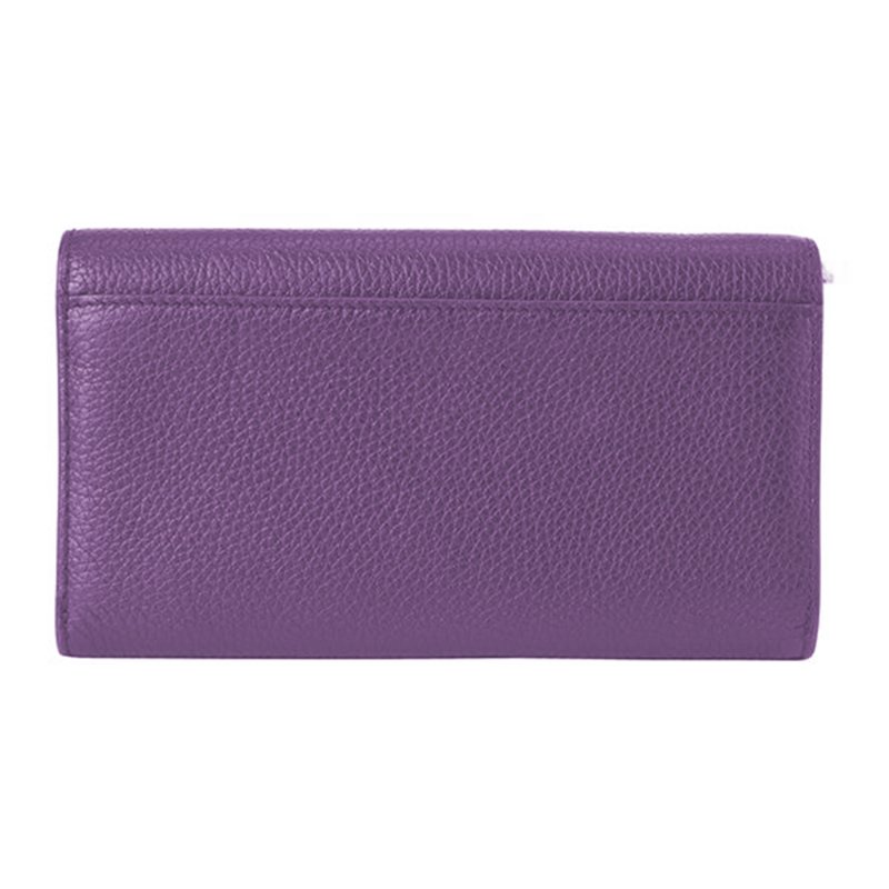 【TORY BURCH】雙T-LOGO皮革翻蓋手拿包長夾-深葡萄紫-1