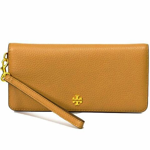 【TORY BURCH】雙TLOGO皮革長夾-焦糖