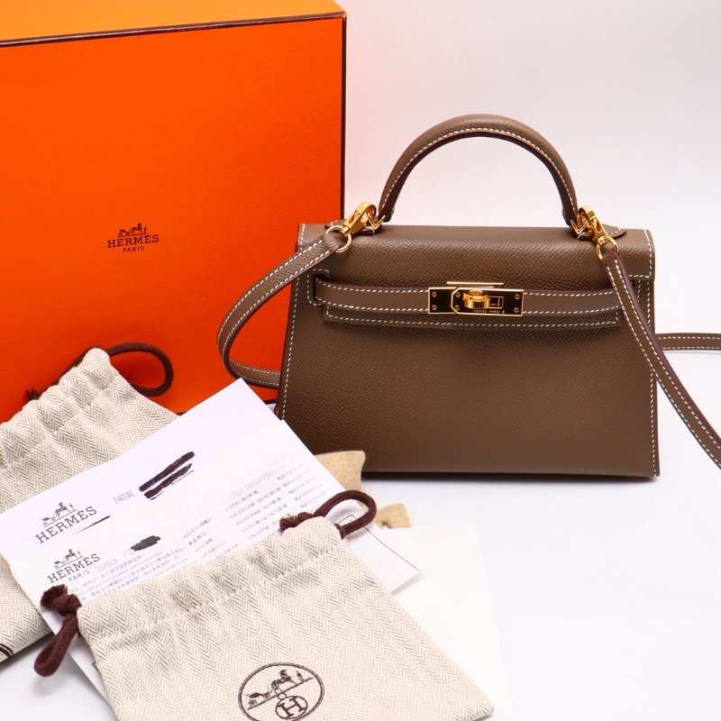 HERMES Mini kelly ll - 灰金 U-7