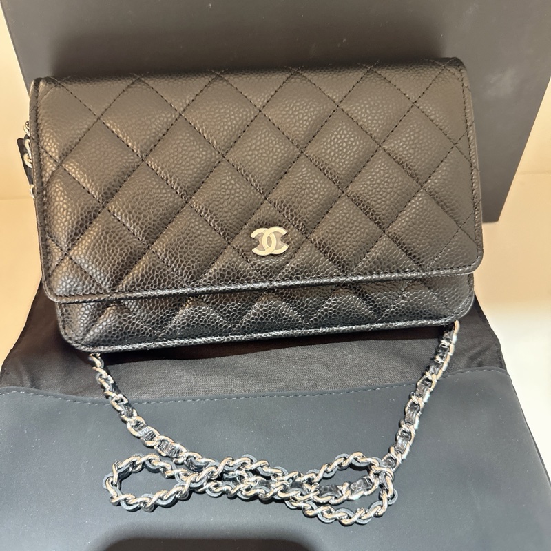 Chanel 黑銀荔枝皮WOC 晶片款 全新 可小議-0