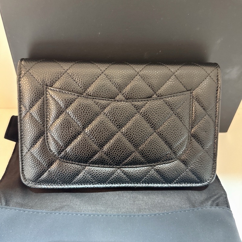 Chanel 黑銀荔枝皮WOC 晶片款 全新 可小議-2