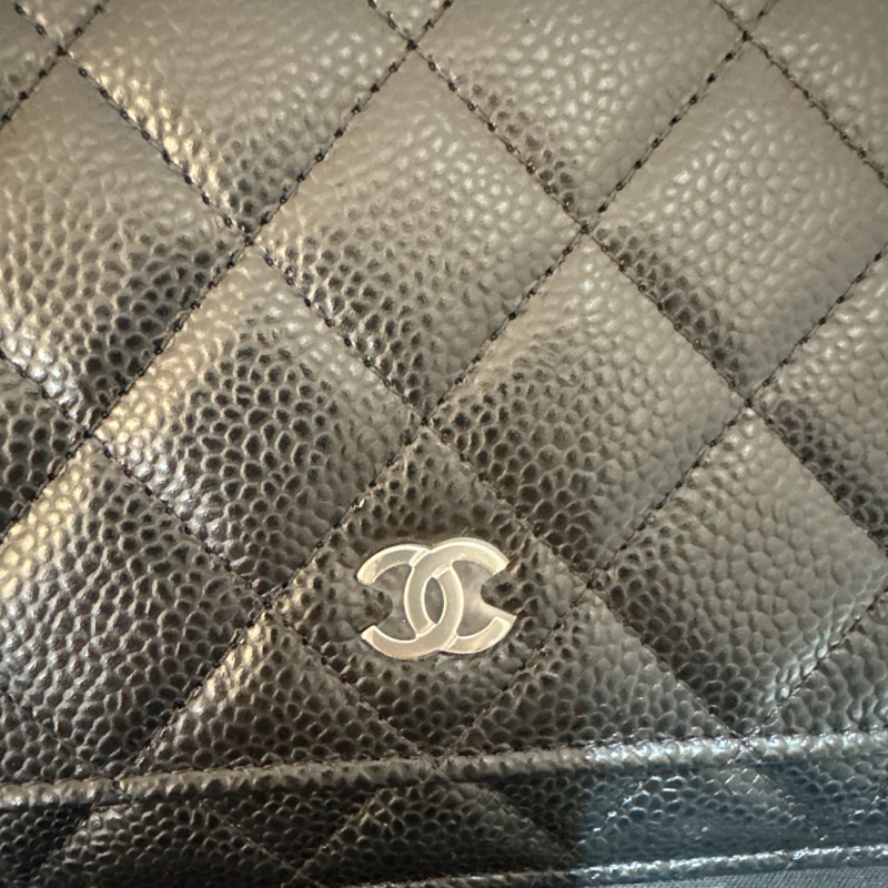 Chanel 黑銀荔枝皮WOC 晶片款 全新 可小議-6