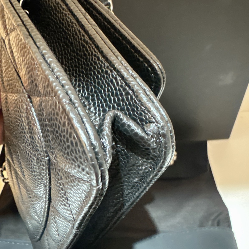 Chanel 黑銀荔枝皮WOC 晶片款 全新 可小議-8