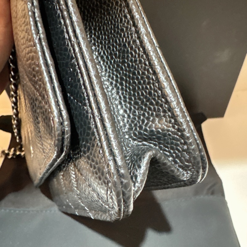 Chanel 黑銀荔枝皮WOC 晶片款 全新 可小議-9