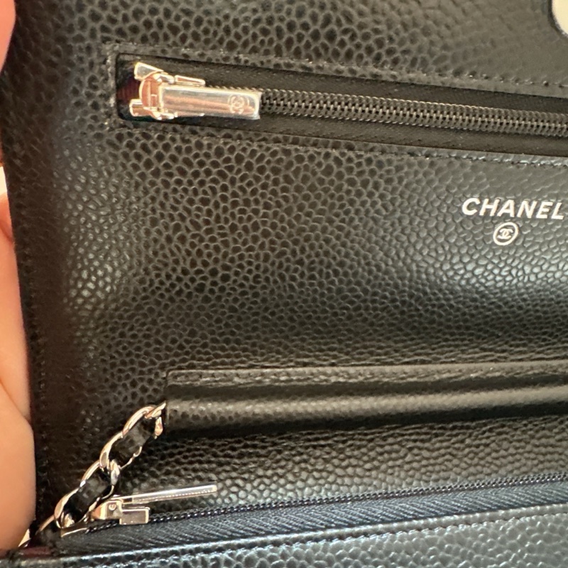 Chanel 黑銀荔枝皮WOC 晶片款 全新 可小議-11