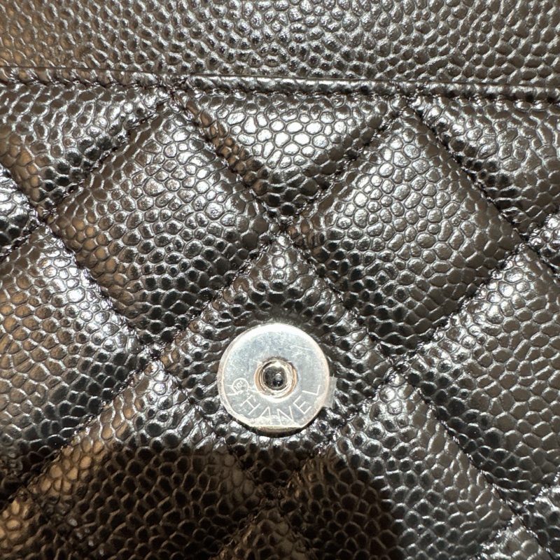 Chanel 黑銀荔枝皮WOC 晶片款 全新 可小議-12