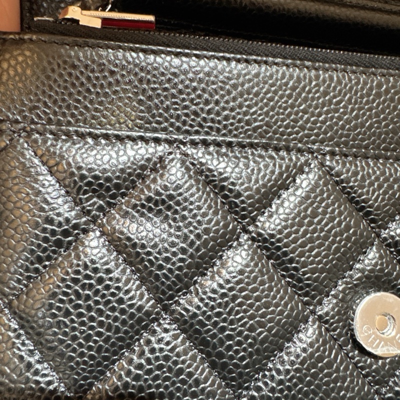 Chanel 黑銀荔枝皮WOC 晶片款 全新 可小議-15