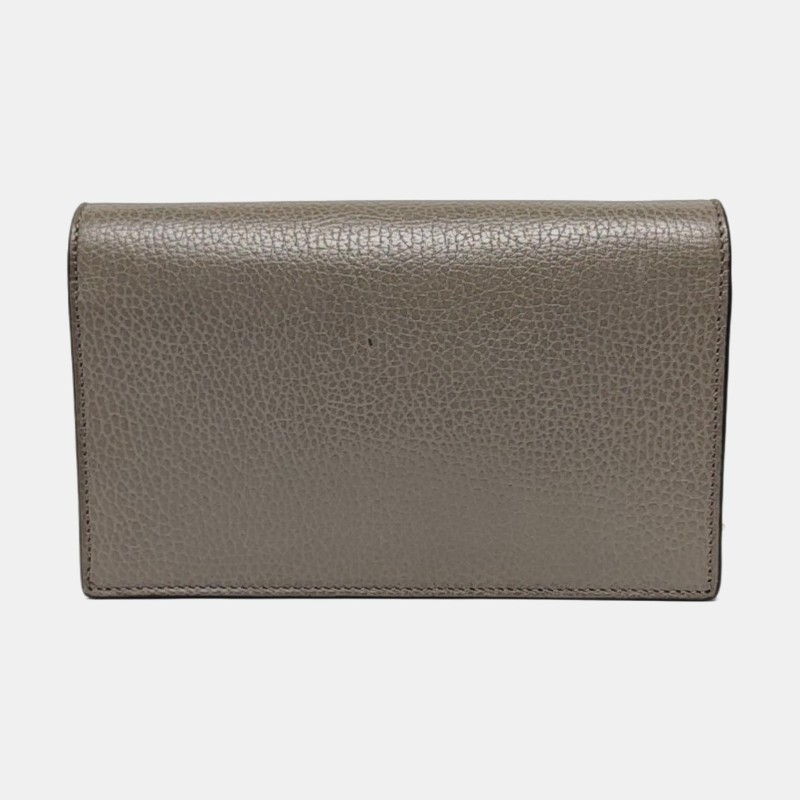 GUCCI Interlocking G 灰色牛皮斜挎包手提包單肩包 金色五金 可拆卸肩帶-4