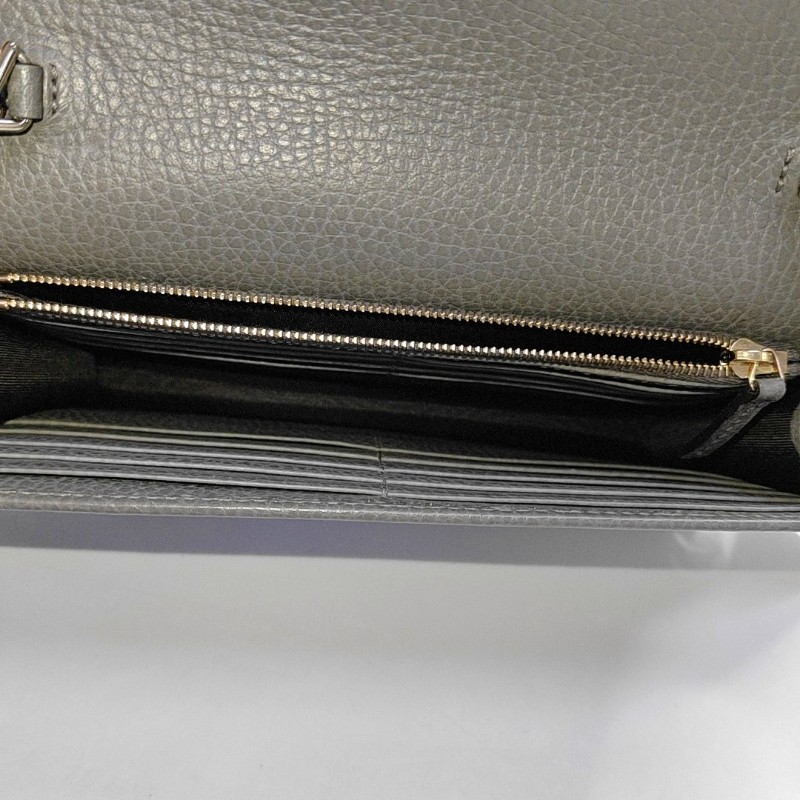 GUCCI Interlocking G 灰色牛皮斜挎包手提包單肩包 金色五金 可拆卸肩帶-6