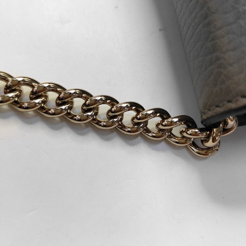 GUCCI Interlocking G 灰色牛皮斜挎包手提包單肩包 金色五金 可拆卸肩帶-12