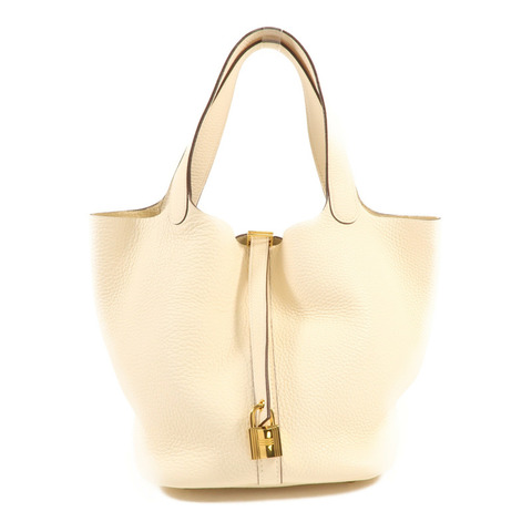 HERMES Clemence皮革Picotin MM金扣手挽袋Nata