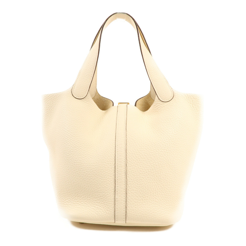 HERMES Clemence皮革Picotin MM金扣手挽袋Nata-1