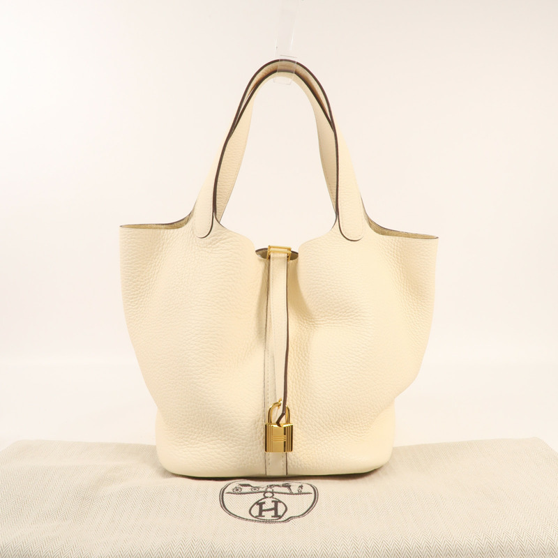 HERMES Clemence皮革Picotin MM金扣手挽袋Nata-13