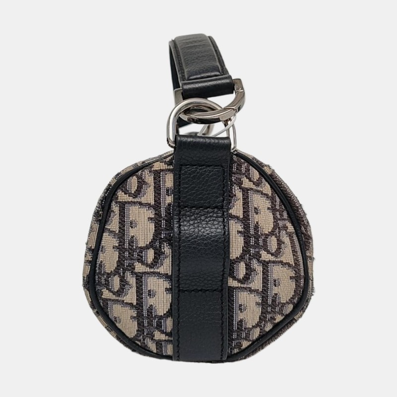 DIOR卡其色帆布老花提花斜挎包手提包單肩包 銀色五金 2條可拆卸肩帶 配件齊全 9.9新-3