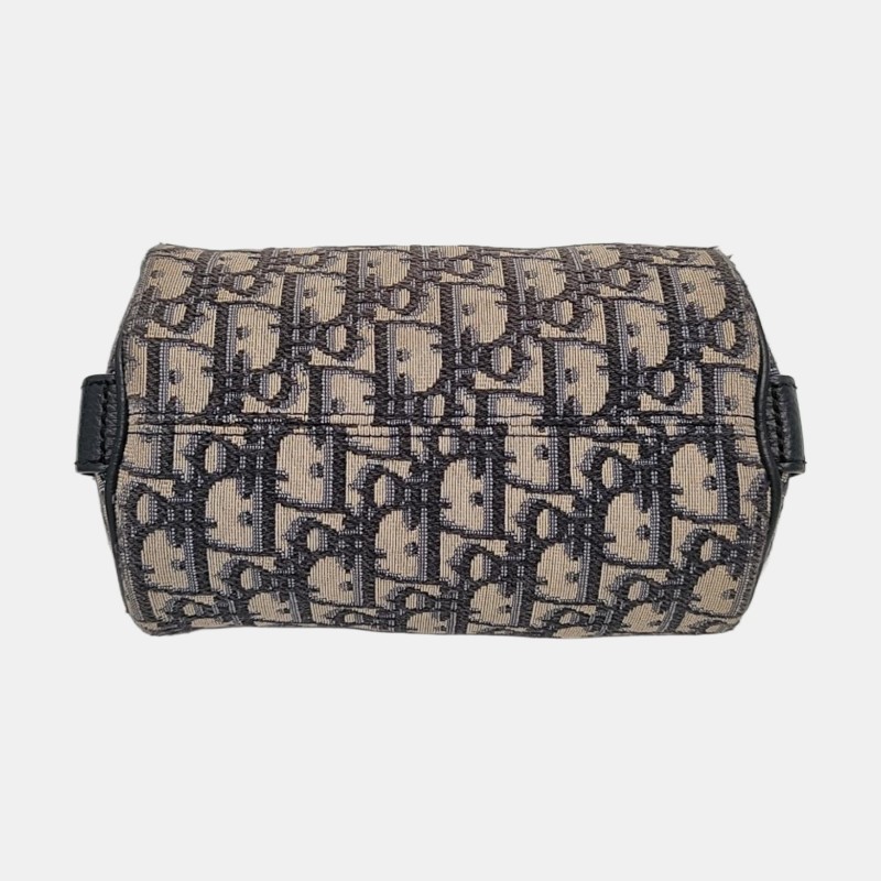 DIOR卡其色帆布老花提花斜挎包手提包單肩包 銀色五金 2條可拆卸肩帶 配件齊全 9.9新-5