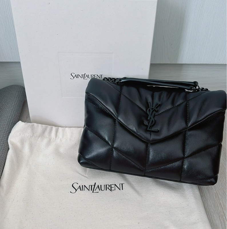 Ysl PUFFER TOY羊皮革手袋 黑鏈-7