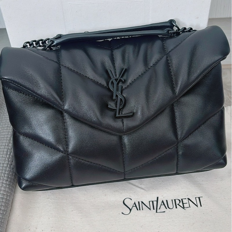 Ysl PUFFER TOY羊皮革手袋 黑鏈-8