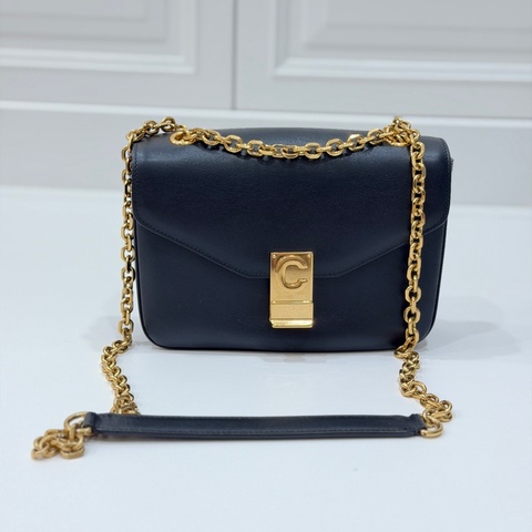 Celine C BAG 金釦 深藍 lisa同款 豆腐包 鏈條包 斜背包 手提包 側背包 肩背包