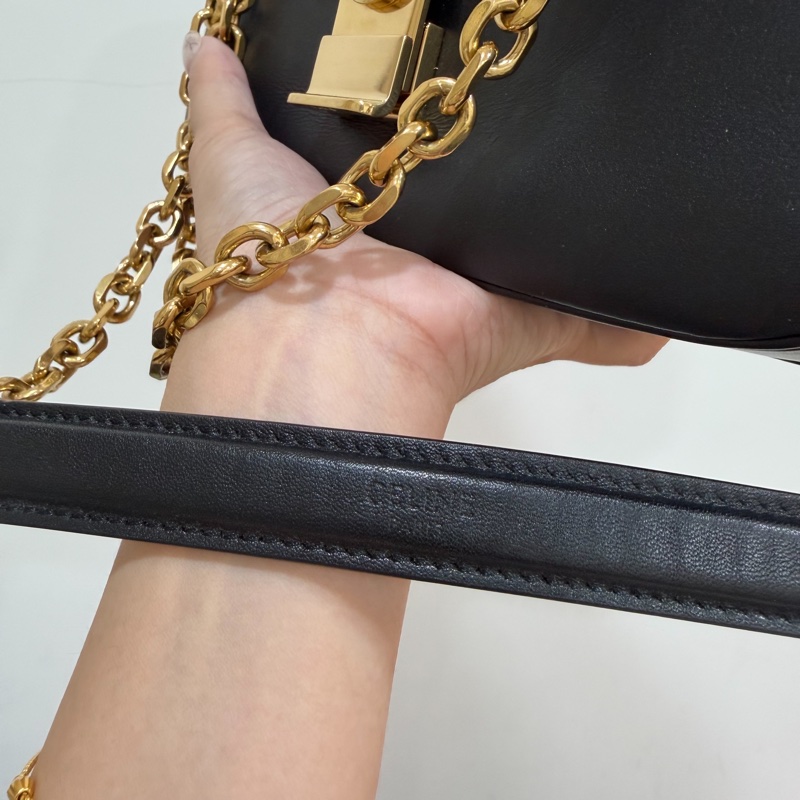 Celine C BAG 金釦 深藍 lisa同款 豆腐包 鏈條包 斜背包 手提包 側背包 肩背包-27