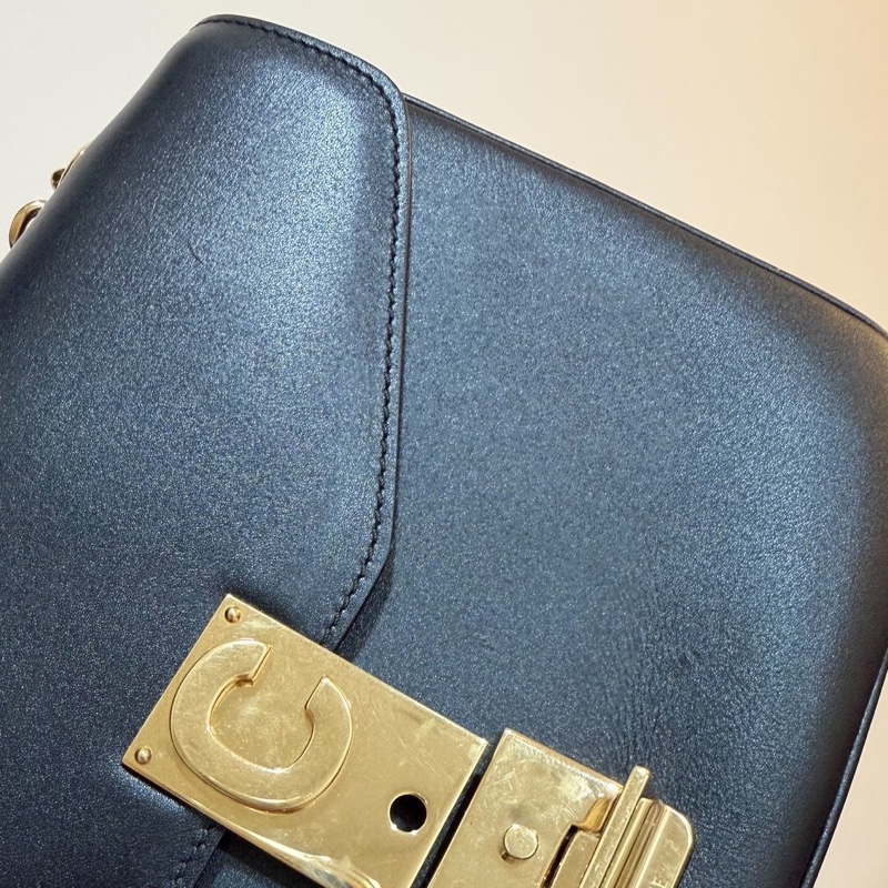 Celine C BAG 金釦 深藍 lisa同款 豆腐包 鏈條包 斜背包 手提包 側背包 肩背包-34