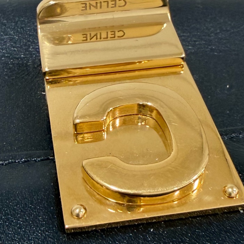 Celine C BAG 金釦 深藍 lisa同款 豆腐包 鏈條包 斜背包 手提包 側背包 肩背包-40