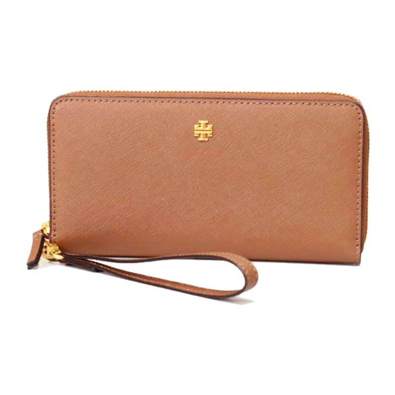 【TORY BURCH】防刮皮革拉鍊長夾-焦糖色-4