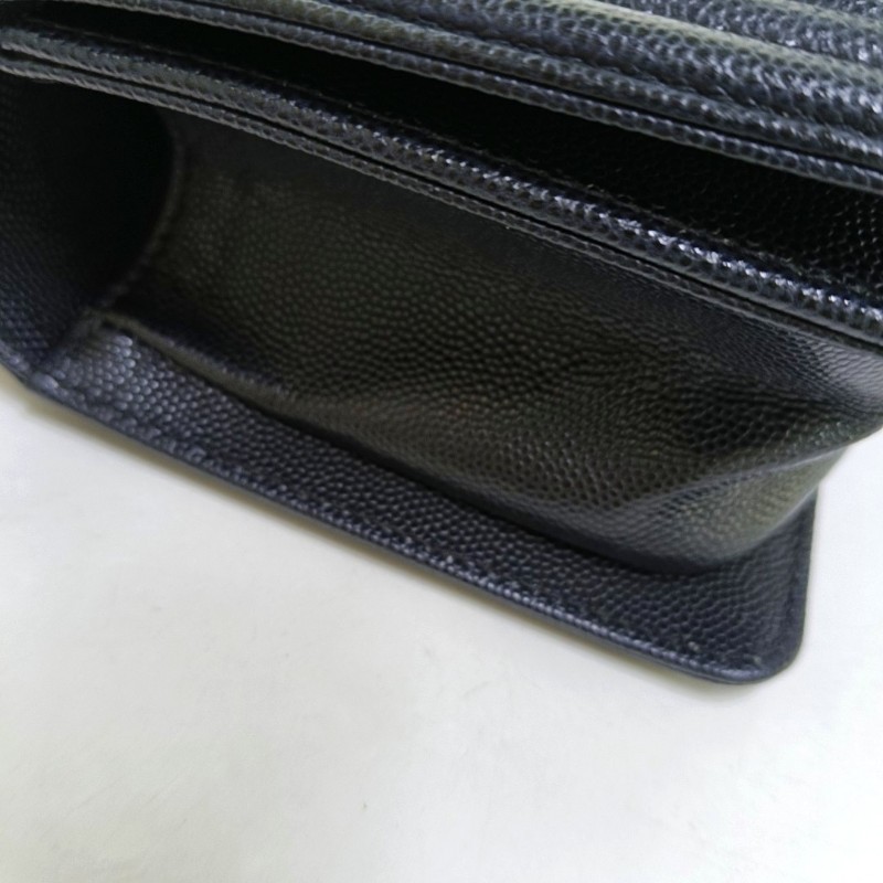 CHANEL BOY CHANEL 小號 黑色荔枝紋牛皮菱格紋斜挎包單肩包 金色五金 30開 可拆卸肩帶 9.5新-11