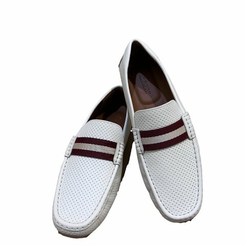 BALLY白色洞洞拼紅白布男鞋US10