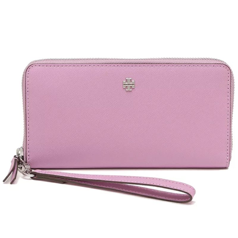 【TORY BURCH】防刮皮革拉鍊長夾-粉紫色-4