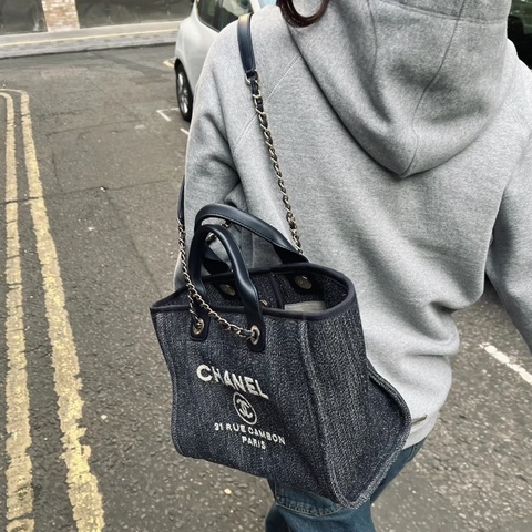 Chanel 22B 牛仔沙灘包 小號 子母tote 超級酷