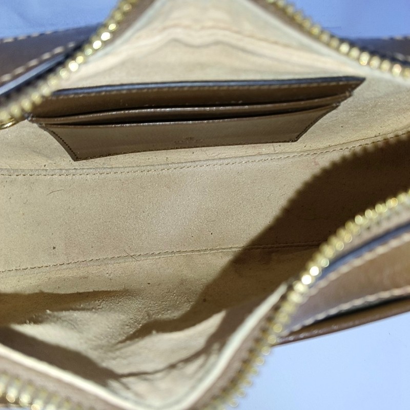 GUCCI Retro 棕色塗層帆布老花單肩包手提包 金色五金 可拆卸肩帶 9.8新-6