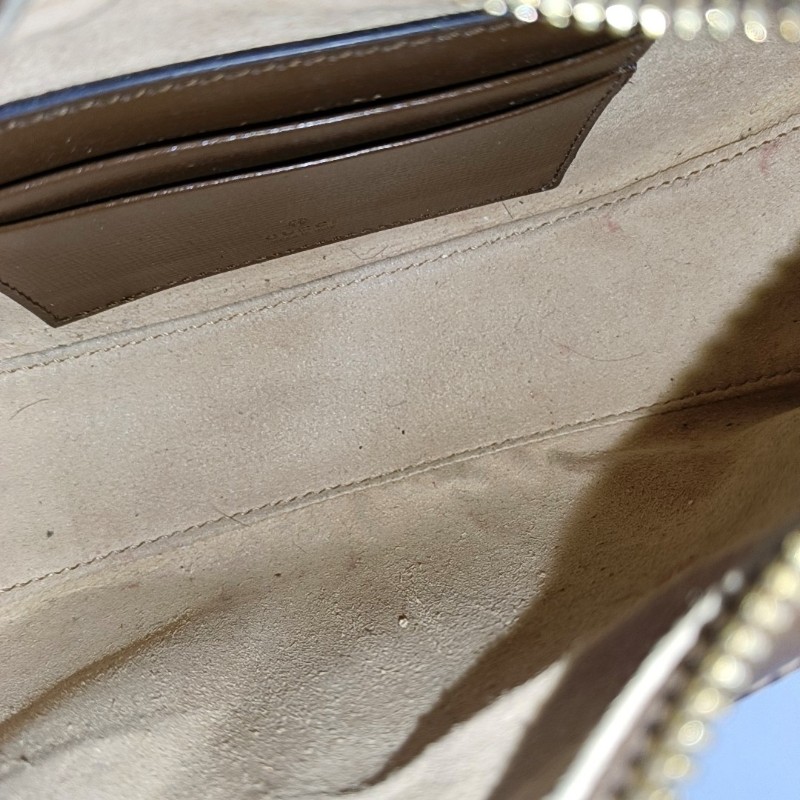 GUCCI Retro 棕色塗層帆布老花單肩包手提包 金色五金 可拆卸肩帶 9.8新-8