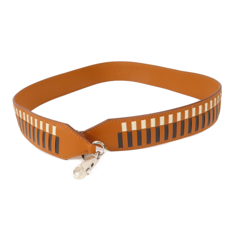 HERMES Epsom皮革Shoulder Strap銀扣肩帶Gold-2