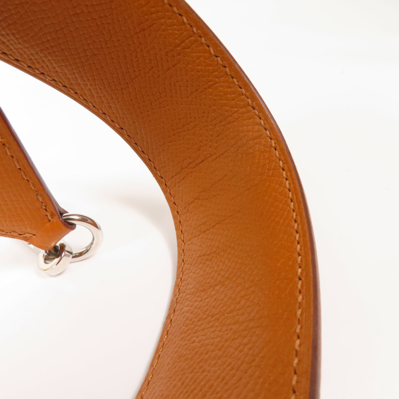 HERMES Epsom皮革Shoulder Strap銀扣肩帶Gold-6