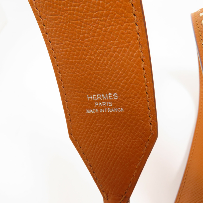HERMES Epsom皮革Shoulder Strap銀扣肩帶Gold-8