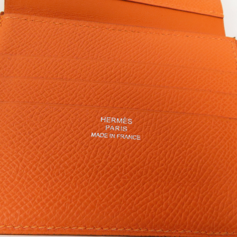 HERMES Epsom皮革Wallet錢包Orange-7